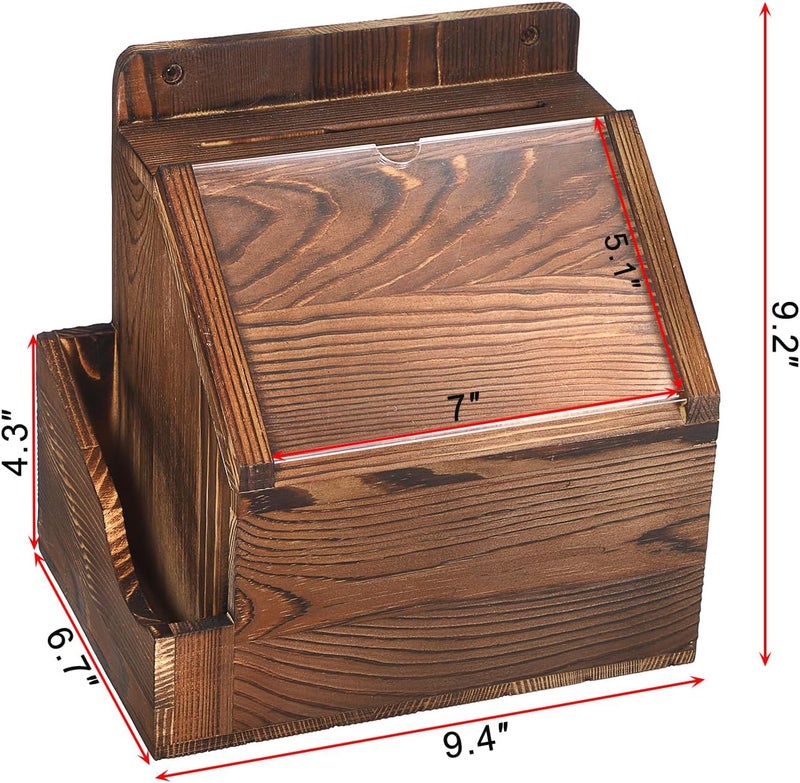 BTSKY Wood Suggestion Box With Lock Wall Mounted Donation Box with 5"x7" Acrylic Sign Slot Office Ballot Boxes with Side-Pocket Collection Boxes for Voting Locking Mailbox Suggestion Comment Box, Wood - Image 4